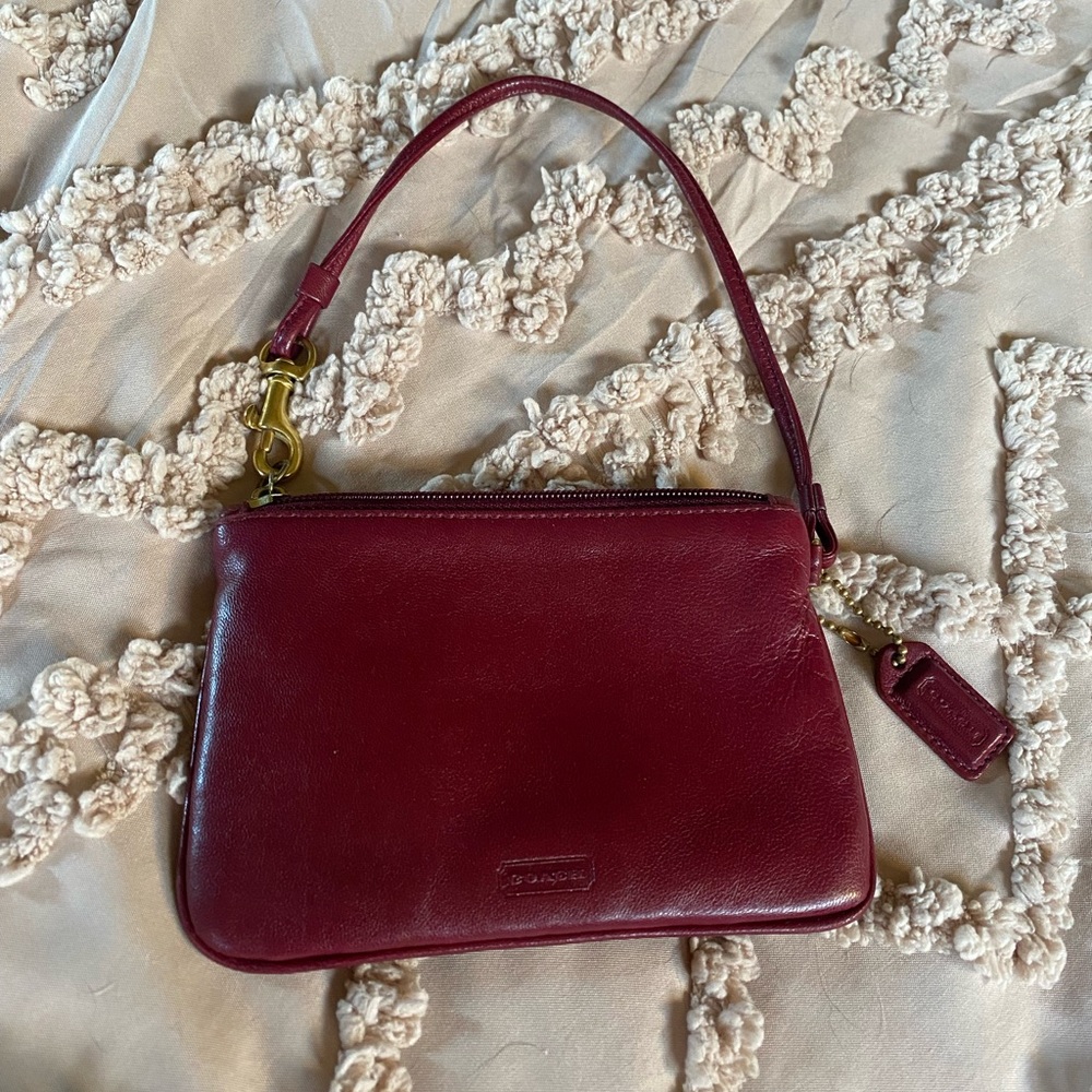 Coach leather wristlet, deep red